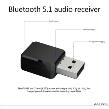 Mini USB Bezvadu Bluetooth 5.1 Audio Uztvērēju Adapteris Mūzikas Skaļruņi brīvroku Zvanīšana 3,5 mm AUX Auto Stereo Bluetooth Adapteris