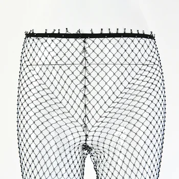 Mirdzoši Acu Bikses Sieviešu Sexy Dobi No Caurspīdīga Fishnet Bikses Vasaras Modes Bikses pantalon mujer streetwear gotikas