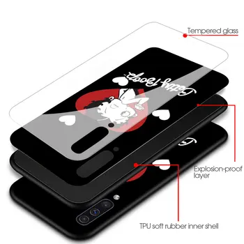 Mobilo Case For Samsung Galaxy A50 A51 A71 A70 A30 A31 A21s A91 A10 A40 Rūdīta Stikla Vāciņu Betty Boop