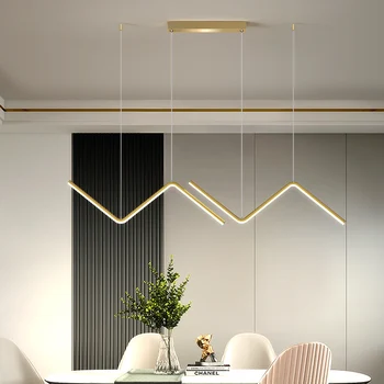 Moderna Dubulta Viļņu Formas LED Pendant Apgaismojums Atvērtā Virtuve Dzīvojamā Istaba dekors Gaismas Melns/ Zelta Čuguna Mākslas Lampas Armatūra Decro