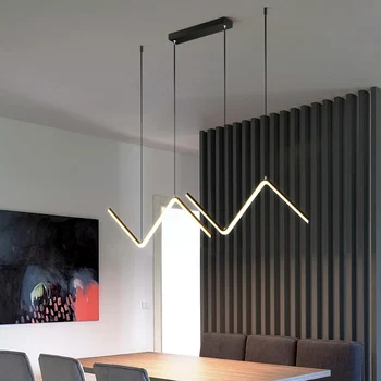 Moderna Dubulta Viļņu Formas LED Pendant Apgaismojums Atvērtā Virtuve Dzīvojamā Istaba dekors Gaismas Melns/ Zelta Čuguna Mākslas Lampas Armatūra Decro