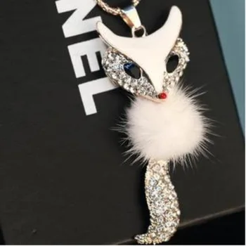 Moderns Crystal Fox Kažokādas Keychain Dzīvnieku Fox Hairball Atslēgu Ķēdes, Sievietēm, Meitenēm, Modes Rotaslietas, Somas Automašīnu Atslēgu piekariņi