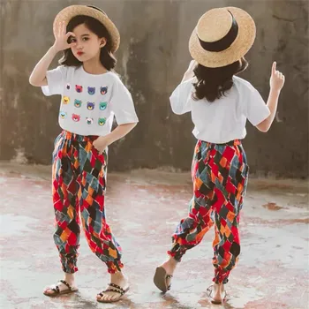Modes 2021. gada Vasaras Meiteņu Apģērbu Komplekti Bērnu Sporta T-krekls + Garās Bikses Bērnu Bērnu Apģērbs, Apģērbu Pusaudžu 4 6 7 8 10 12 Gadiem