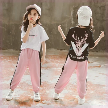 Modes 2021. gada Vasaras Meiteņu Apģērbu Komplekti Bērnu Sporta T-krekls + Garās Bikses Bērnu Bērnu Apģērbs, Apģērbu Pusaudžu 4 6 7 8 10 12 Gadiem