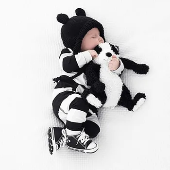 Modes Baby Boy Meitene Jumpsuit Svītru Ilgtermiņa piedurknēm Romper Kokvilnas Bērniem Toddler Jumpsuit