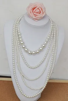 Modes daudzslāņu pērļu kaklarota sievietēm ar gariem vienkāršu visu-iet apdare džemperis ķēdes apdare piederumi