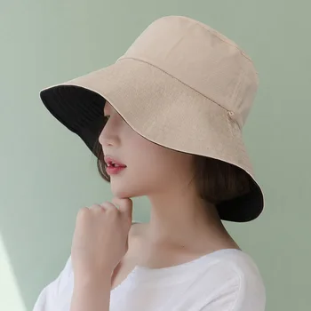 Modes double-sided zvejnieka cepure sieviešu literatūras gada pavasarī un vasarā liels, karnīzes, āra sauļošanās saulessargs cepure