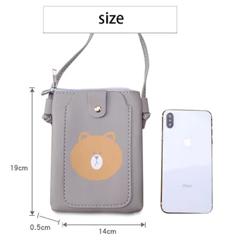 Modes dāmas mini messenger soma pleca soma meitene daudzfunkcionāls karikatūra mobilais tālrunis, soma, PU ādas somiņa monēta maku