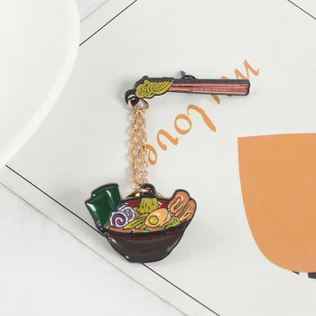 Modes Japāņu stila Ramen Emaljas Adatas Smaidu Nūdeles Nozīmītes Pasūtījuma Piespraudes Drēbes Backbag Karikatūra Atloks Pins par Dāvanu Draugiem