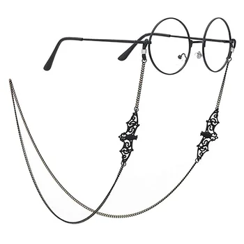 Modes Melnās Brilles Ķēdes Ar Dobu Bat Kulons par Unisex Saulesbrilles Turētājs Kaklarota Briļļu Turētājs Piederumi, Dāvanu