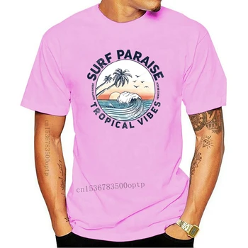 Modes Sievietes Tee Surf Paradise Tropical Vibes Grafiskais Tee Sieviešu Sērfošanas Viļņu Okeāna Ceļu Ceļojums Iespiesti Krekls Femme Top Tshirt