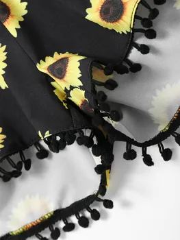 Modes Sieviešu Vasaras Tērpi Pie Pleca Slash Kakla Saulespuķes Drukāšanas Tops Un Šorti Divus gabalus, Apģērbs
