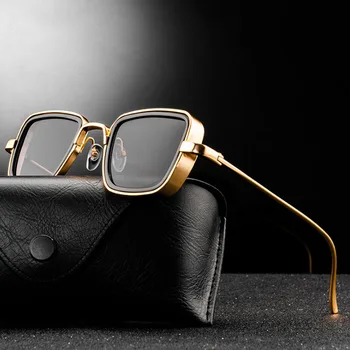 Modes Steampunk Saulesbrilles Zīmola Dizaina Vīrieši Sievietes Vintage Kvadrātveida Metāla Punk, Saules brilles UV400 Toņos Brilles