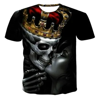 Modes Vasaras T-Krekls Vīriešiem ir 2021. 3D Galvaskausa Drukāšanas Vīriešu T-Krekls Elpojošs Streetwear Līmēšana Druka T Kreklu apdruka Vīriešu Izmērs XXS-6XL