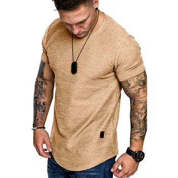 Modes vasaras vīriešu kokvilnas T-krekls gadījuma īsām piedurknēm O-veida kakla T-krekls, melns un balts, liels izmērs M-XXL O-veida kakla top T-krekls Slim
