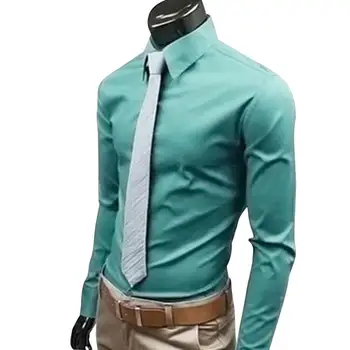 Modes Vīriešiem, Krekli vienkrāsainu Visu maču ar garām Piedurknēm Pogas uz Leju Krekls Slim Formālas Biznesa Top Vīriešu Apģērbu рубашка 2021