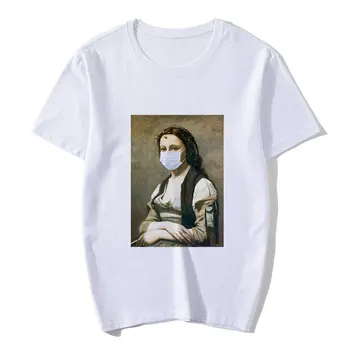Mona Lisa sieviešu T-krekls mānīšanās vasaras gadījuma īsām piedurknēm estētisko sieviešu grafiskais T-krekls Tumblr T-krekls Vogue