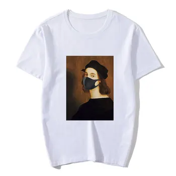 Mona Lisa sieviešu T-krekls mānīšanās vasaras gadījuma īsām piedurknēm estētisko sieviešu grafiskais T-krekls Tumblr T-krekls Vogue