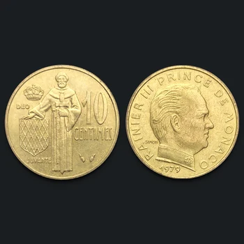 Monako 10 centiem 1979 Reāla Oriģinālu Monētu Uncirculated Unc Vākt Monētas