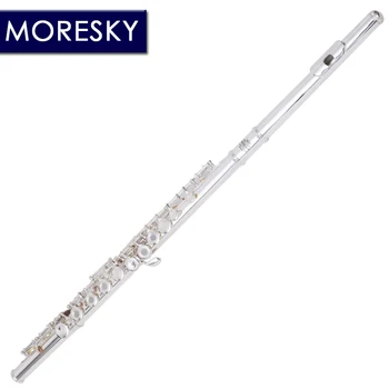 MORESKY Flauta 16 vaļēji Caurumi ar E Taustiņu Sudraba Pārklājumu Flauta C Taustiņu, FML-612