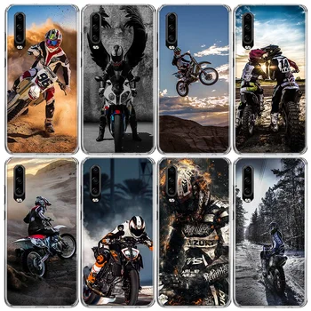 Moto Cross motociklu sporta Telefonu Gadījumā Par Huawei P40 P30 P20 P10 Mate 10 20 30 Lite Pro P Smart Z Plus 2018 2019 Segtu Coque