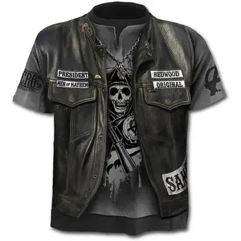 Motociklu Bruņinieks T Krekls Mens Moderns Punk Krekls 3D Drukas Vīriešiem Gadījuma Vintage Hip Hop, Vasaras Streetwear Apģērbu ar Īsām Piedurknēm Tees