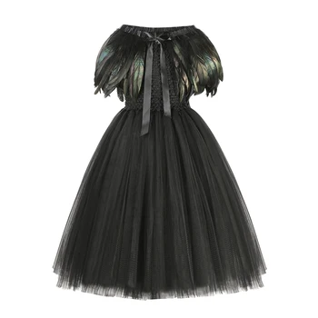 Muababy Black Magic Nelietis Tērpi Meitenēm Ļauno Karalieni Apģērbu Komplekts Raganu Kleita+Ragu Galvas stīpa+Spārni+Cimdi Bērniem Karnevāla Tutu