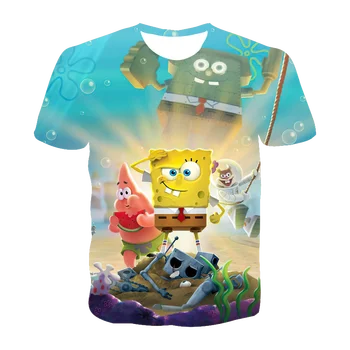 Multfilmu Sponge 3d T-krekls Bob Toddler Zēni Meitenes Modi, Bērnu Apģērbus Elpojošs 2021. Gadam Jauniem, Radošiem, Apaļu Kakla Top Tees