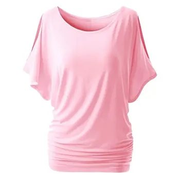 Muyogrt Sieviešu T-Krekls Vasaras Sexy Plecu Gadījuma Zaudēt Īsā Bat Sleeve Sieviešu T-Veida Krekls Savvaļas Plus Lieluma Sieviešu Apģērbu 2021