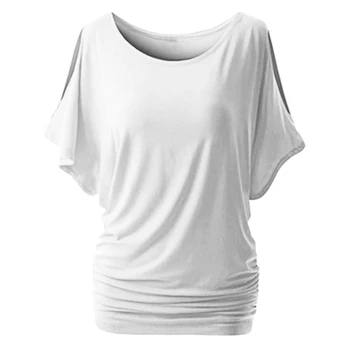 Muyogrt Sieviešu T-Krekls Vasaras Sexy Plecu Gadījuma Zaudēt Īsā Bat Sleeve Sieviešu T-Veida Krekls Savvaļas Plus Lieluma Sieviešu Apģērbu 2021