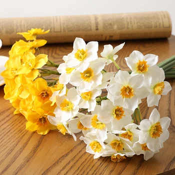 Mākslīgā Narcises, Ziedu Pušķis, Mājas Apdare Viltus Darbvirsmas Ziedi Kāzu Skatuves Dekori Narcise Mājas Telpu Dekorēšana