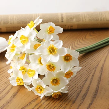 Mākslīgā Narcises, Ziedu Pušķis, Mājas Apdare Viltus Darbvirsmas Ziedi Kāzu Skatuves Dekori Narcise Mājas Telpu Dekorēšana