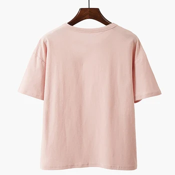 Mīksti Kokvilnas T Dobi No Īsām Piedurknēm T Krekls Sieviešu Vasaras Topi ir 2021. korejiešu Stilā Tee Kreklu Plus Lieluma Sieviešu Drēbes S-2XL