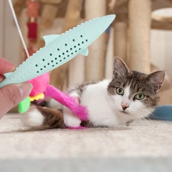 Mīksts Silikona Piparmētru Zivju Kaķis Rotaļlietas Catnip Pet Rotaļlietas, Tīrīt Zobus Zobu Suka Košļāt Rotaļlietas Kaķiem Kaķēns Pet Produkti