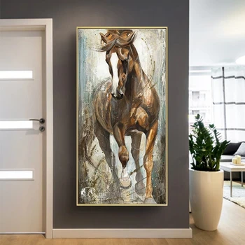 Mūsdienu Akvarelis Zirgu Dzīvniekiem Mākslas kanvas glezna uz Plakātiem un Izdrukāt Sienas Mākslas Aina Dzīvojamā Istaba Dekori Cuadros