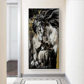 Mūsdienu Akvarelis Zirgu Dzīvniekiem Mākslas kanvas glezna uz Plakātiem un Izdrukāt Sienas Mākslas Aina Dzīvojamā Istaba Dekori Cuadros