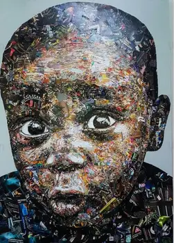 Mūsdienu Mākslas Kolāžas Plakātu Āfrikas Zēns Portreta Attēls, Radošā Ielīmējiet Up, Plakāts HD Drukāt Audekls Sienas Gleznojums Mājās Istabas Interjeru Mu