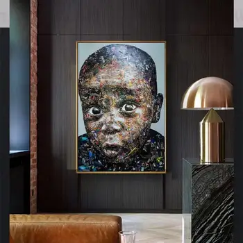 Mūsdienu Mākslas Kolāžas Plakātu Āfrikas Zēns Portreta Attēls, Radošā Ielīmējiet Up, Plakāts HD Drukāt Audekls Sienas Gleznojums Mājās Istabas Interjeru Mu
