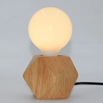 Mūsdienu Retro Mini Galda Lampa LED Atjaunot Senās paražas, Polyhedron Koka Galda apgaismojums Iekštelpu Apgaismojums Gultas vietas Biroja Galda Lampas