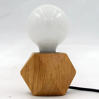 Mūsdienu Retro Mini Galda Lampa LED Atjaunot Senās paražas, Polyhedron Koka Galda apgaismojums Iekštelpu Apgaismojums Gultas vietas Biroja Galda Lampas