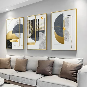 Mūsdienu Zelta Abstraktās Ģeometriskās Mākslas Modelis Izšūšanas Kanvas Glezna Drukāt Zelta Foliju, Plakātu Sienas Dzīvojamā Istabā, Mājas Dekoru