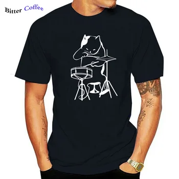 Mūziķis Cat Spēlē Bungas T-Krekls Smieklīgi Vīriešiem Vīriešu Bundzinieks Kaķis Pasūtījuma Foršs Kokvilnas T Krekls Hip Hop T Ātra Piegāde