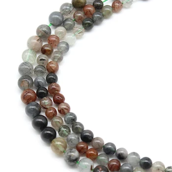 Natural Rutilated Quartz Colorful Stone Beads Handmade Diy Bracelet Necklace Round Loose Spacer Beads For Making Jewelry