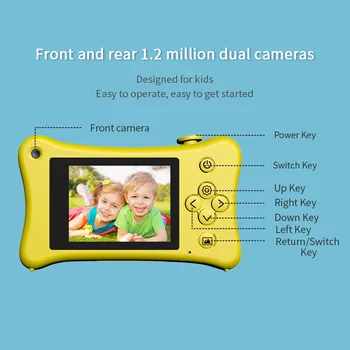 Nelielu SPOGUĻKAMERU Bērnu Kameras Dāvanu 3-8 Gadi, Meitene, Zēns, Digitālā Bērniem 2IN Ekrānā 1080P Video Ierakstīšanas neslīdoša neiznīcināmas Dizains