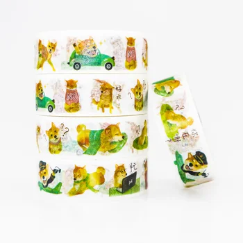 Nerātns Shiba Inu Washi Lentu Uzstādītu DIY Biroja Kancelejas piederumi Maskēšanas Papīrs, Lentes DIY Dekoratīvās Albums Uzlīmes Lapiņas 1GB