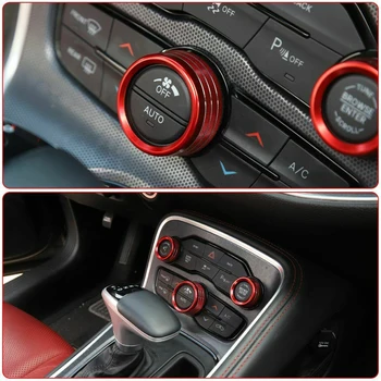 New Augstas Kvalitātes 3X Red Alumīnija AC Radio Vadības Gredzenu, Rokturi, Melns, Pārsegi, Dodge Challenger 15-19 Vairumtirdzniecības Ātra Piegāde