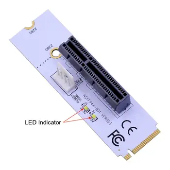NGFF M. 2 PCI-E 4X Stāvvadu Kartes M2 Taustiņu M, lai PCI-E 1X 4X 8X 16X Pārsūtīt Adapteris ar LED Sprieguma Indikators GPU Miner Ieguves