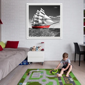 Nordic Red Buru Laivu Izdrukas, Gleznu Melnbaltu Plakātu Okeāna Jūras Wall Art Audekls Attēlu Dzīvojamā Istaba Biroja Mājas Dekoru