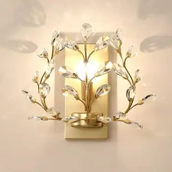 Nordic style kristāla sienas lampas sienas lampas guļamistabas gultas sienas lampas radošo vienkāršu zelta / sudraba kristāla lampu mājas apgaismojums