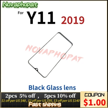 Novaphopat Vāka Priekšpusē Digitizer LCD Sensoru Stikla Panelis Melns 6.35 collas Vivo Y11 2019 Touch Screen Stikla lēcu